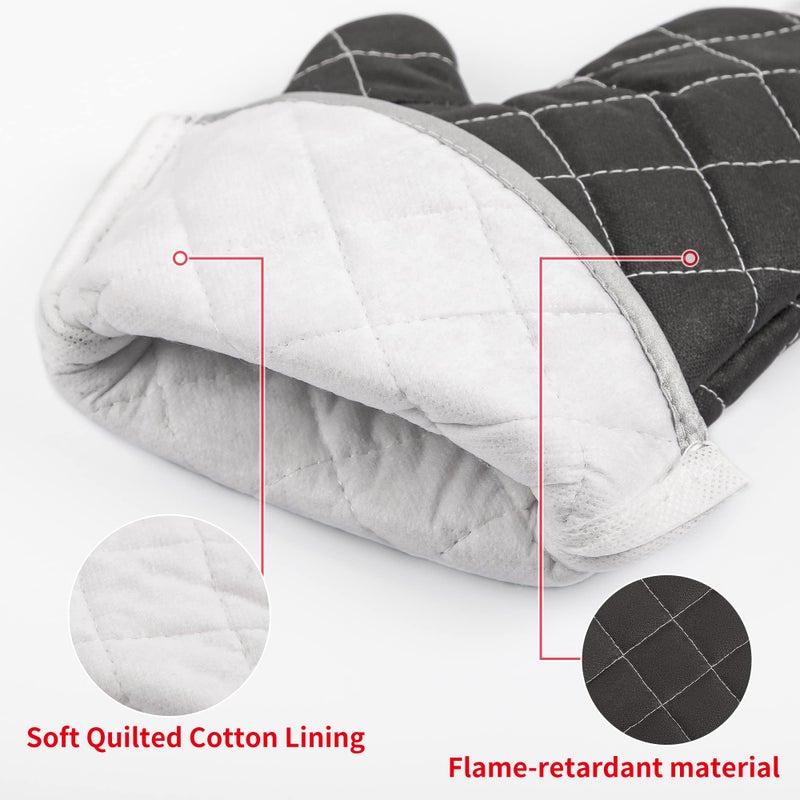 ARCLIBER Oven Mitts Heat Fire Resistant Oven Mitts 425 Â° F, Quilted Terry Cloth Cotton Soft Lining Oven Gloves, Extra Long Kitchen Mittens for Cooking Baking - Image 1
